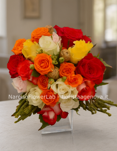 BOUQUET ARCOBALENO DI ROSE