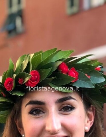 CORONCINA LAUREA CON ROSELLINE - COLORE A SCELTA